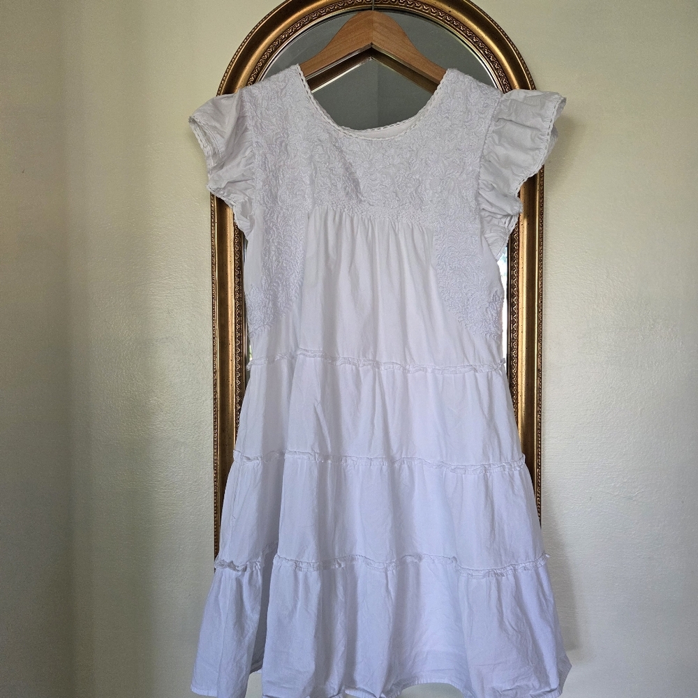 J. Marie White Cotton Embroidered Dress